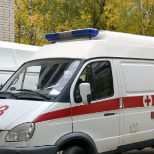 ambulance in parking lot
