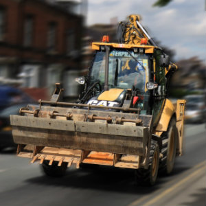 bulldozer city street