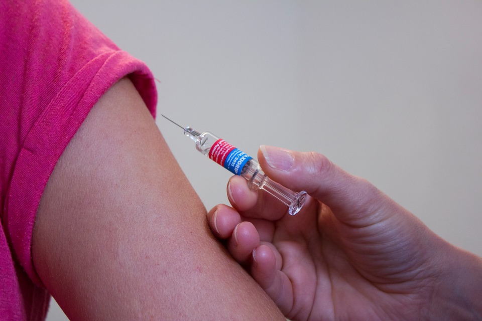 closeup of needle injection