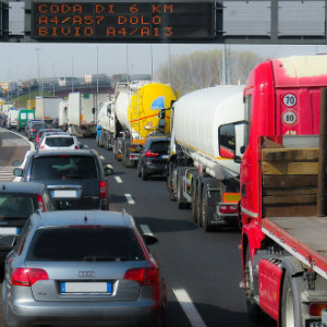 congested highway commercial trucks