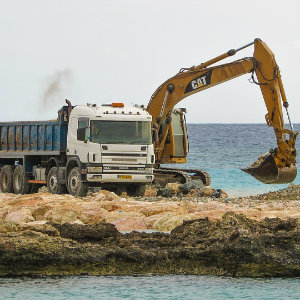 construction truck and digger