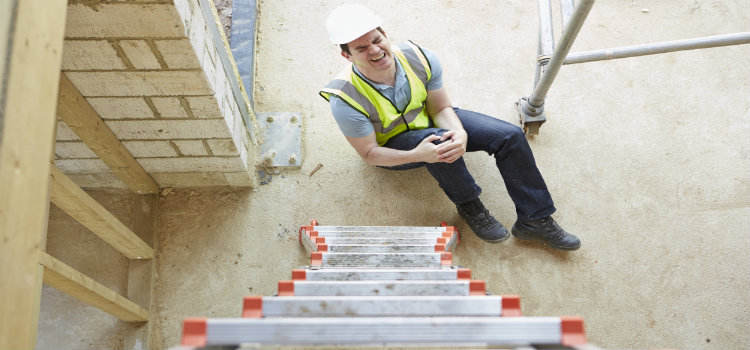 construction worker after ladder fall
