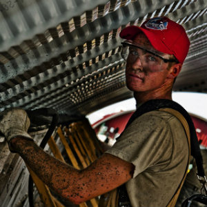construction worker goggles concrete