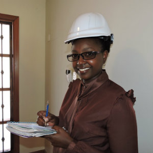 engineer wearing white helmet