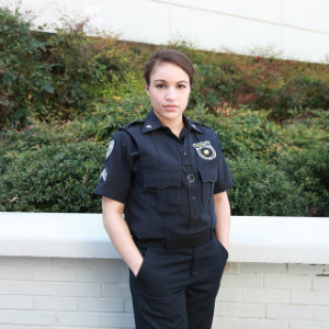 female police officer with body camera