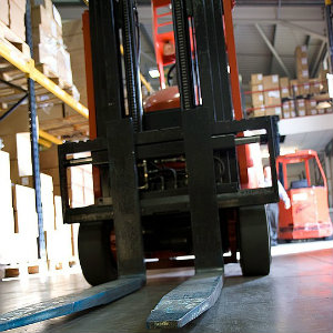 forklift in warehouse