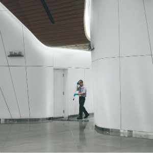 janitor mopping floor