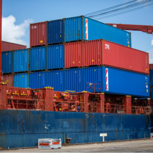 shipping containers in port