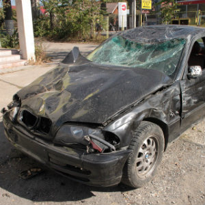 totaled black bmw