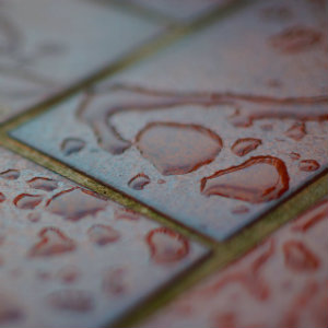 wet tiled floor
